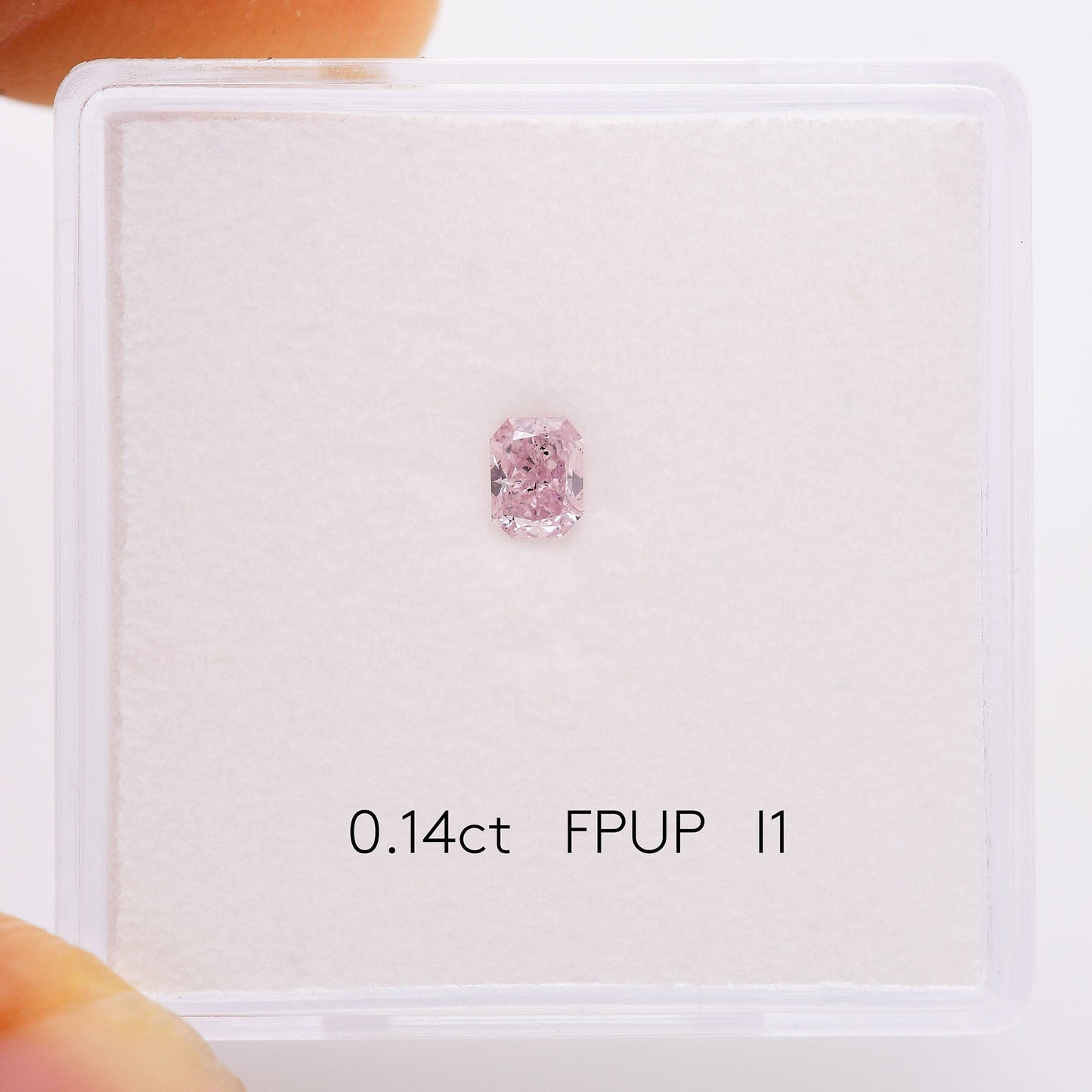 0.14 Carat Fancy Purple Pink Radiant Diamond (I1) GIA