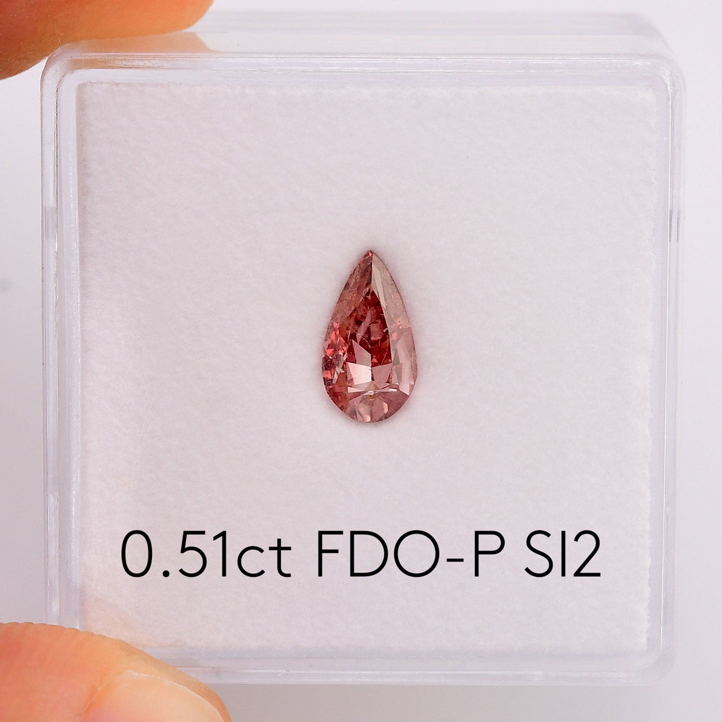 0,51 Karat Fancy Deep Orange Pink Birnenförmiger Diamant SI2 GIA