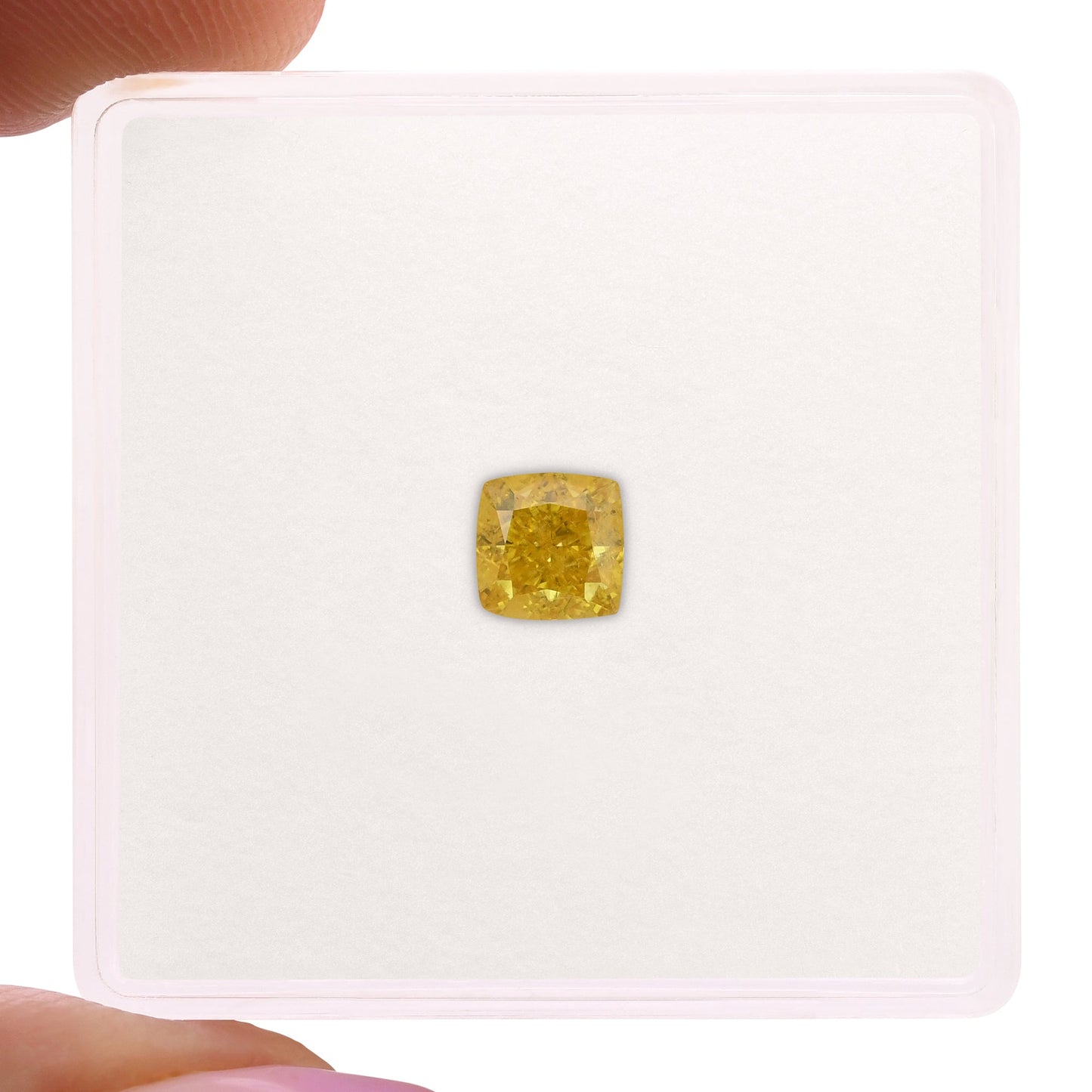 0,55 Karat Fancy Vivid Yellow Cushion Diamond SI2 GIA