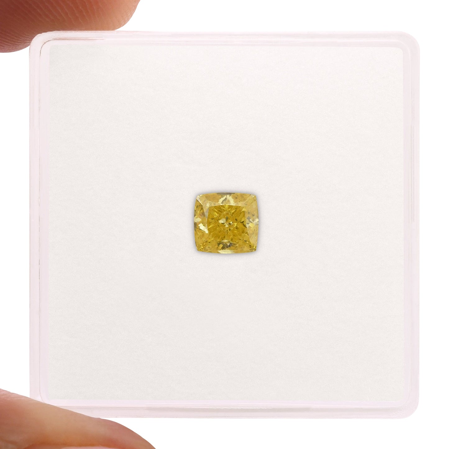 0,54 Karat Fancy Vivid Yellow Cushion Diamond VS1 GIA