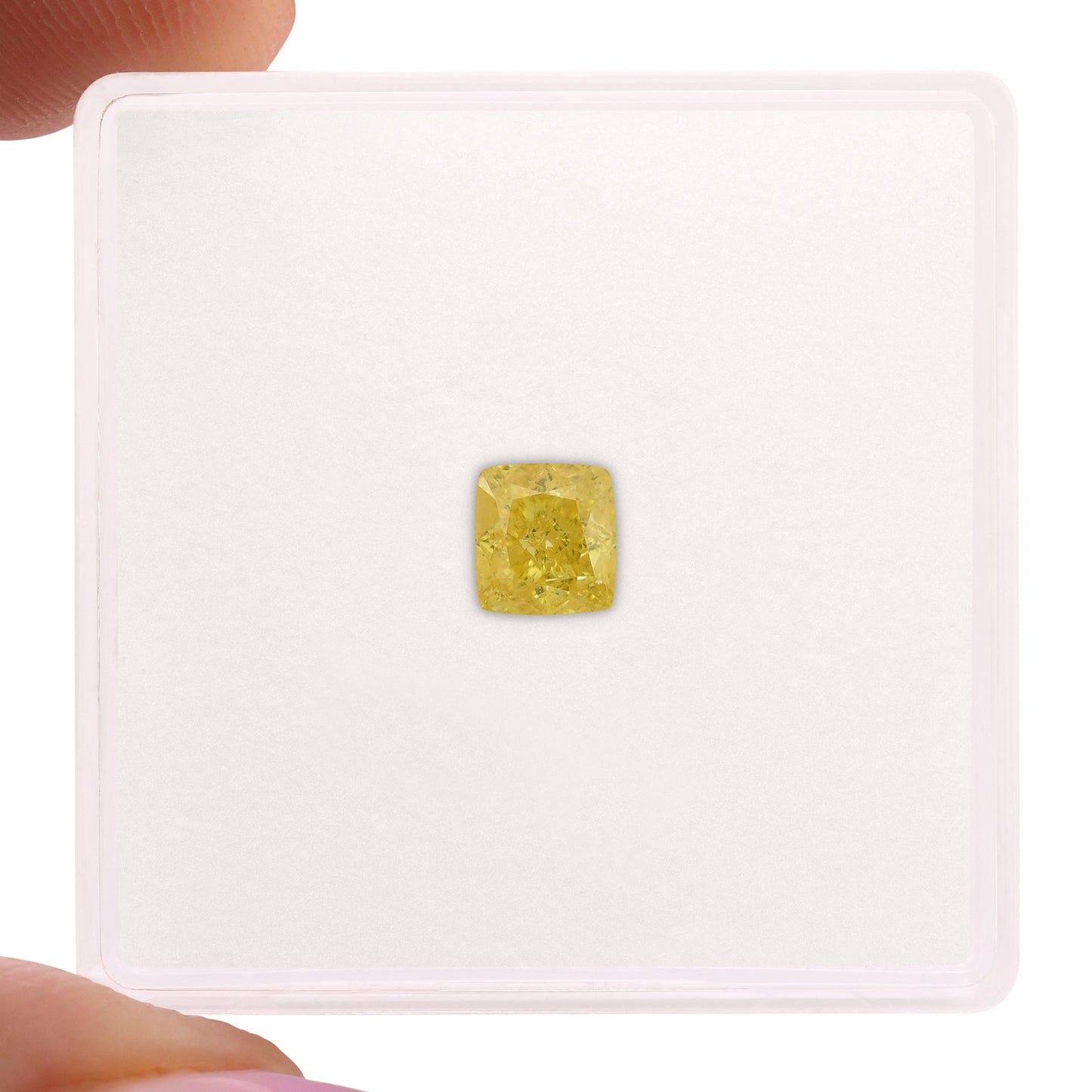 0,54 Karat Fancy Vivid Yellow Cushion Diamond SI1 GIA