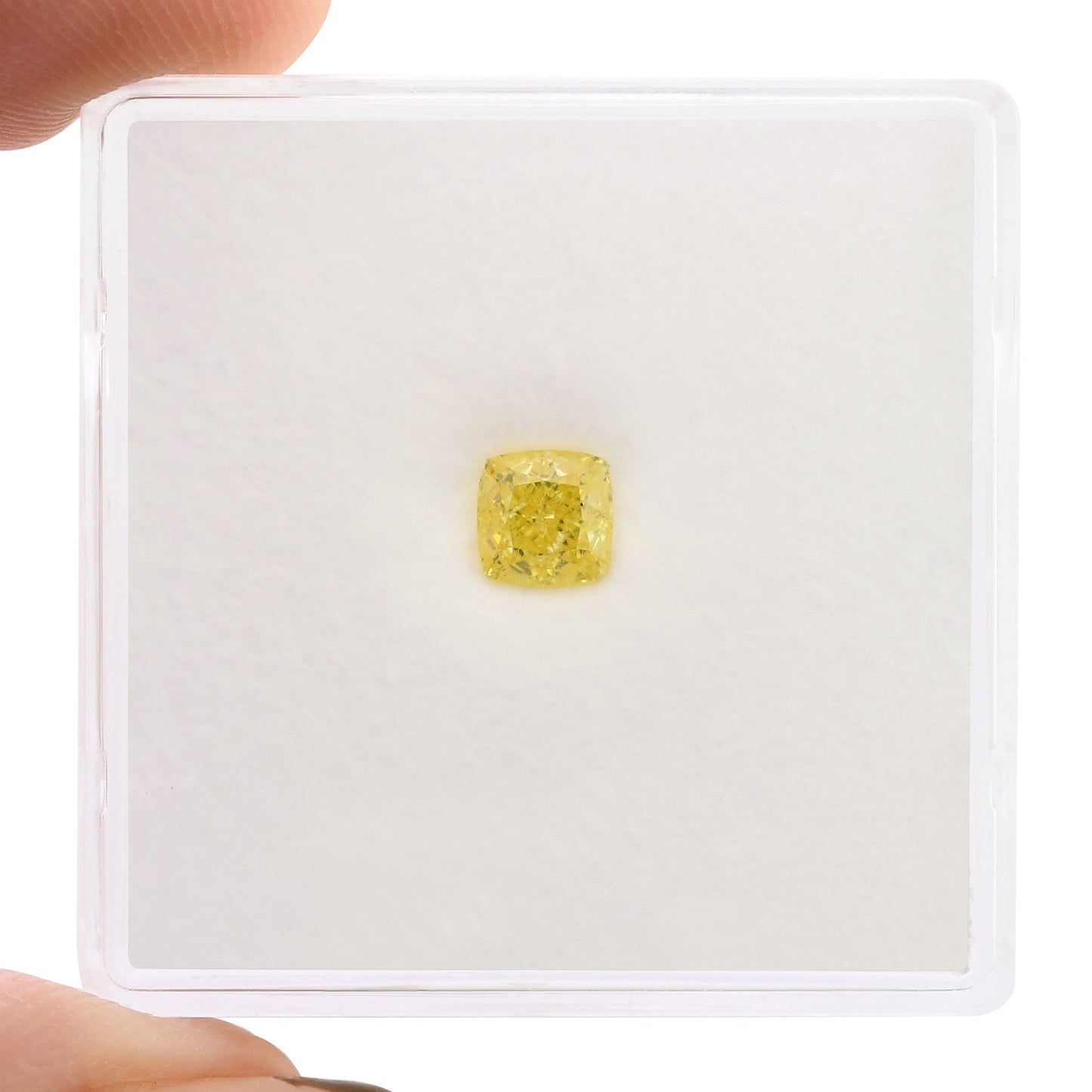 0,45 Karat Fancy Vivid Yellow Cushion Diamond SI1 GIA