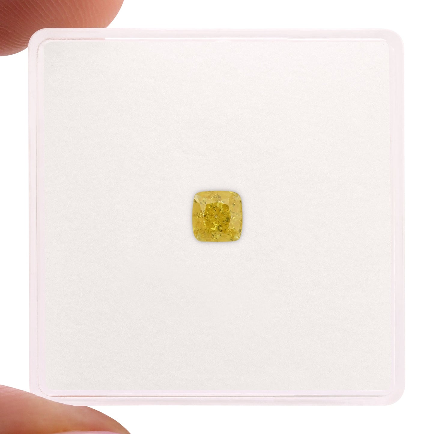 0,35 Karat Fancy Vivid Yellow Cushion Diamond SI1 GIA