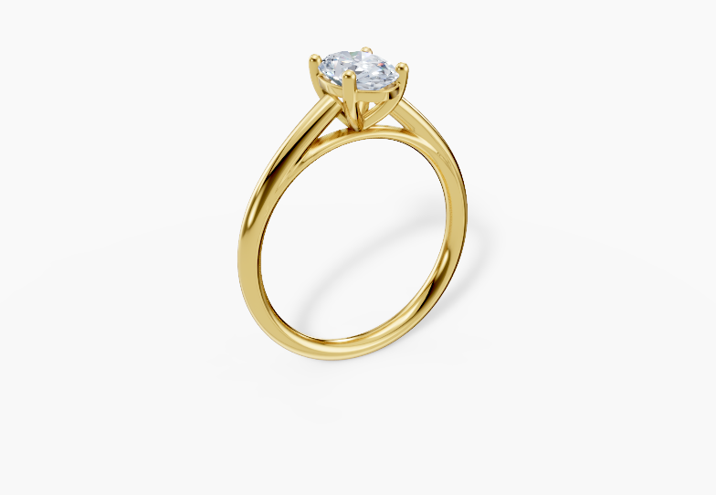 18K Oval 1 Carat F/G VS/SI Cathedral Plain 4Pr Diamond Ring
