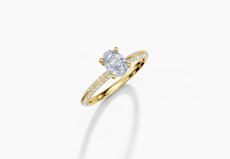 18K Oval 0.4 Carat D/E/F VS/VVS Knife Edge U Micro 4Pr Diamond Ring