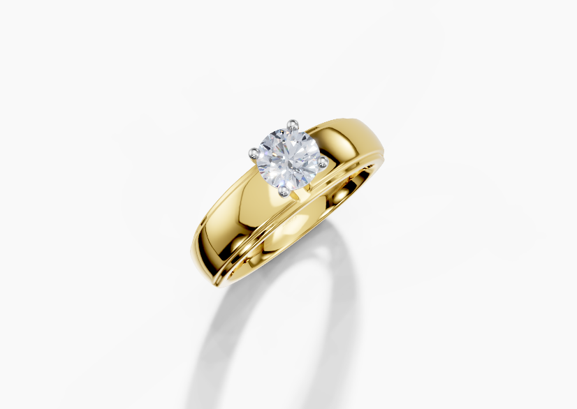 18K Round 0.3 Carat F/G VS/SI Wide Plain Plain 4Pr Diamond Ring