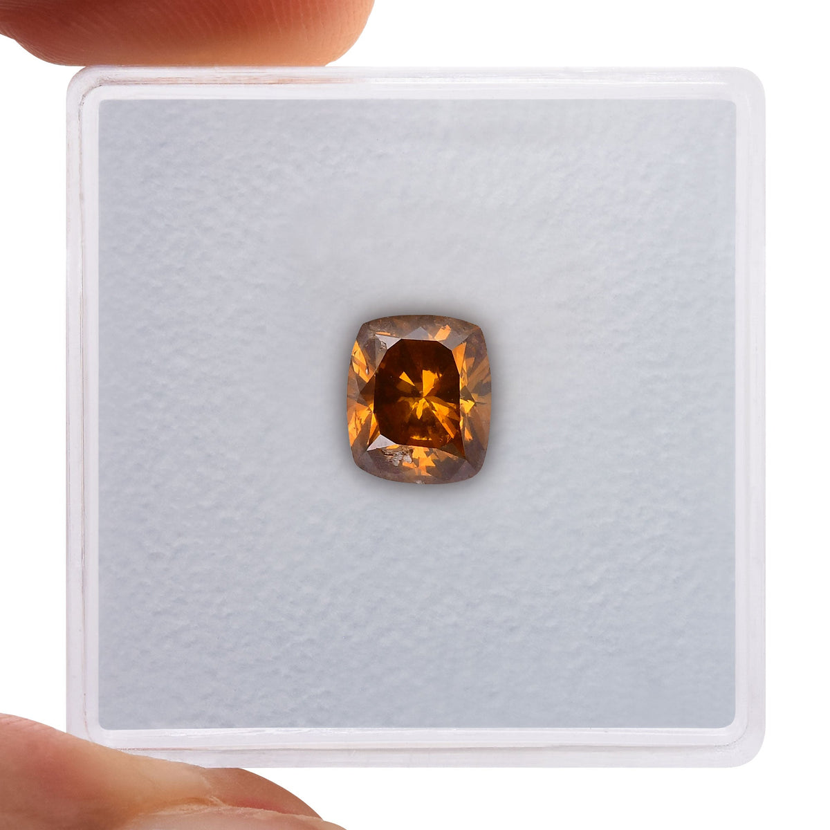 1.01 Carat Fancy Deep Brown Orange Cushion Diamond (I1) GIA