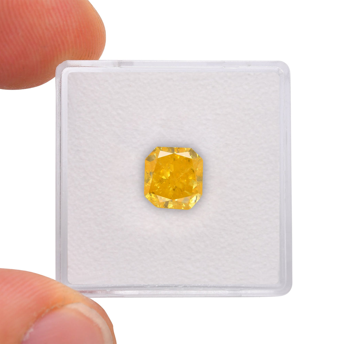 2.31 Carat Fancy Vivid Yellow Radiant Diamond (I1) GIA