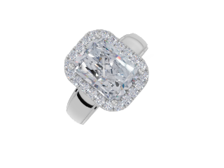 platinum Radiant 4.00 Carat D/E/F-LG VS/VVS Wide Plain Plain Hidden Halo Diamond Ring