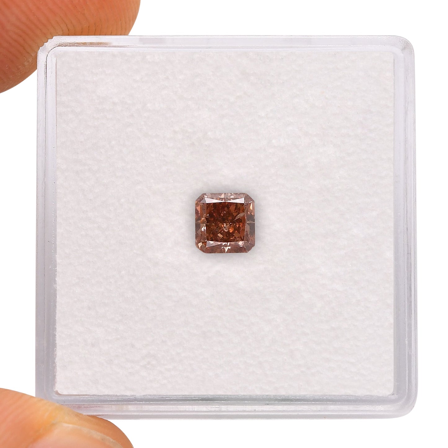 0,48 Karat Fancy Deep Orange Pink Radiant Diamant (I1) GIA