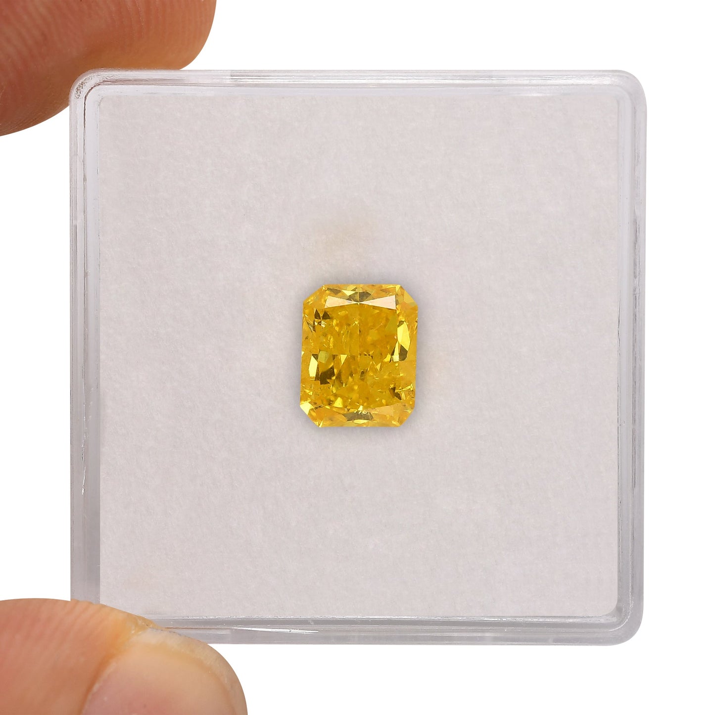 1.11 Carat Fancy Vivid Orangy Yellow Radiant Diamond (I2) GIA
