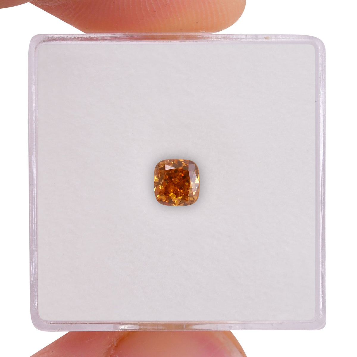 0,51 Karat Fancy Deep Yellowish Orange Cushion Diamond I1 GIA