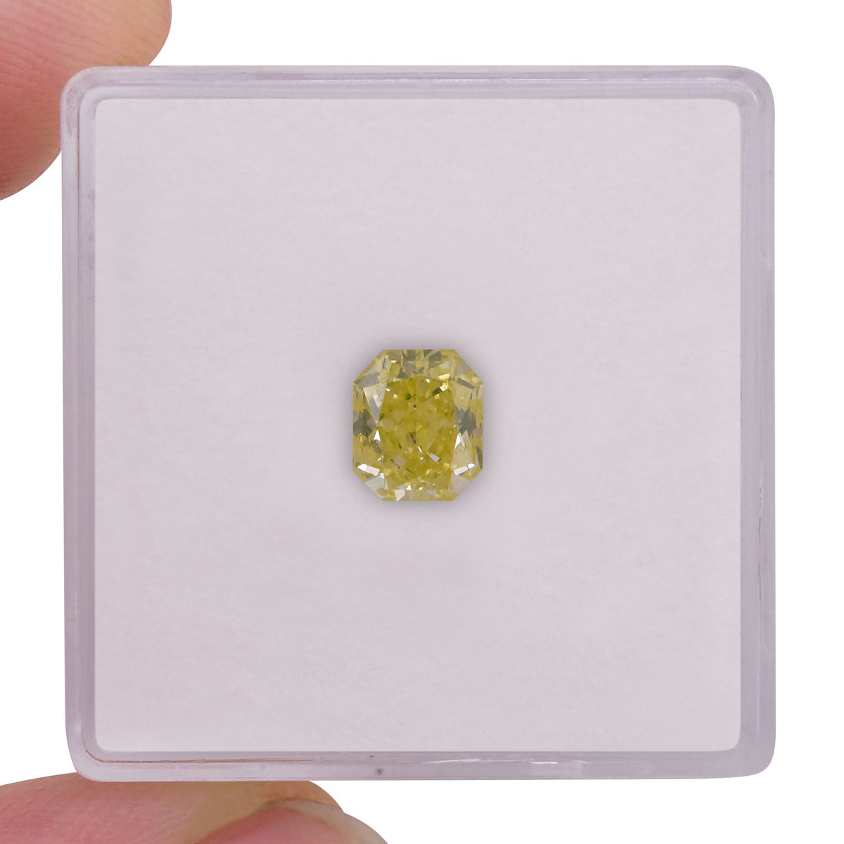 1.03 Carat Fancy Greenish Yellow Radiant Diamond I1 GIA