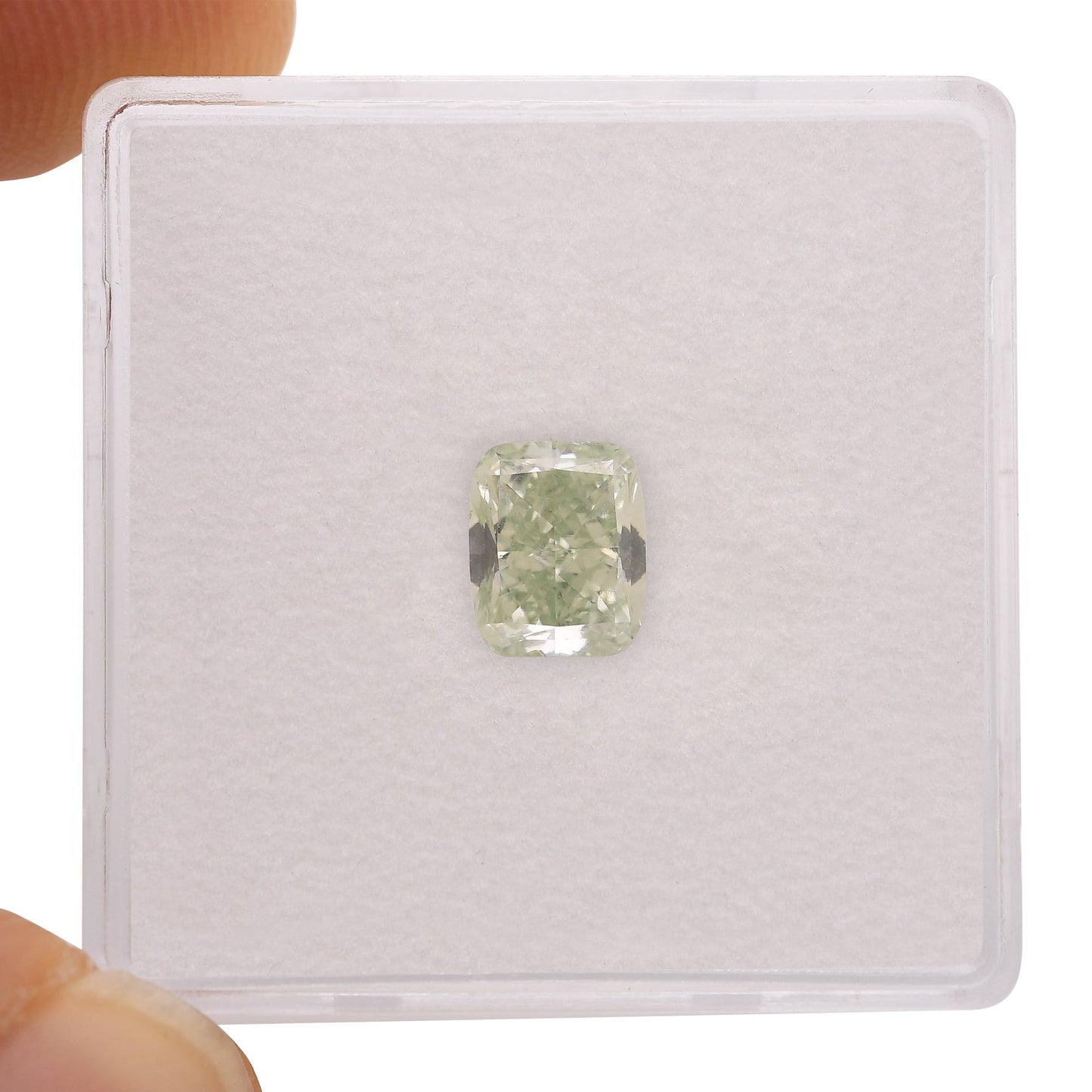 1,21 Karat Fancy Yellowish Green Cushion Diamond VS2 GIA