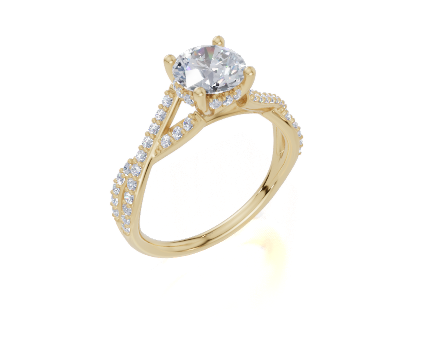 18ct Round 1.00Carat G/H-CC SI Twisted Plate Prong Hidden Halo Diamond Ring