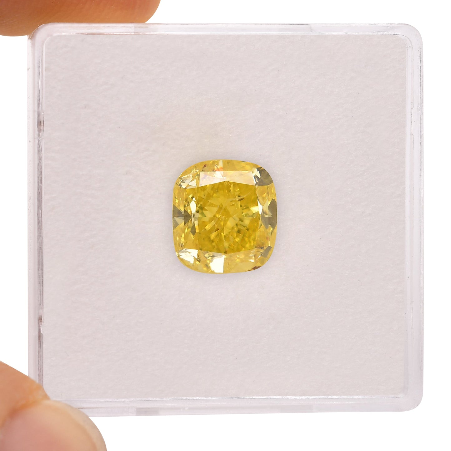 3,00 Karat Fancy Vivid Yellow Cushion Diamond SI2 GIA