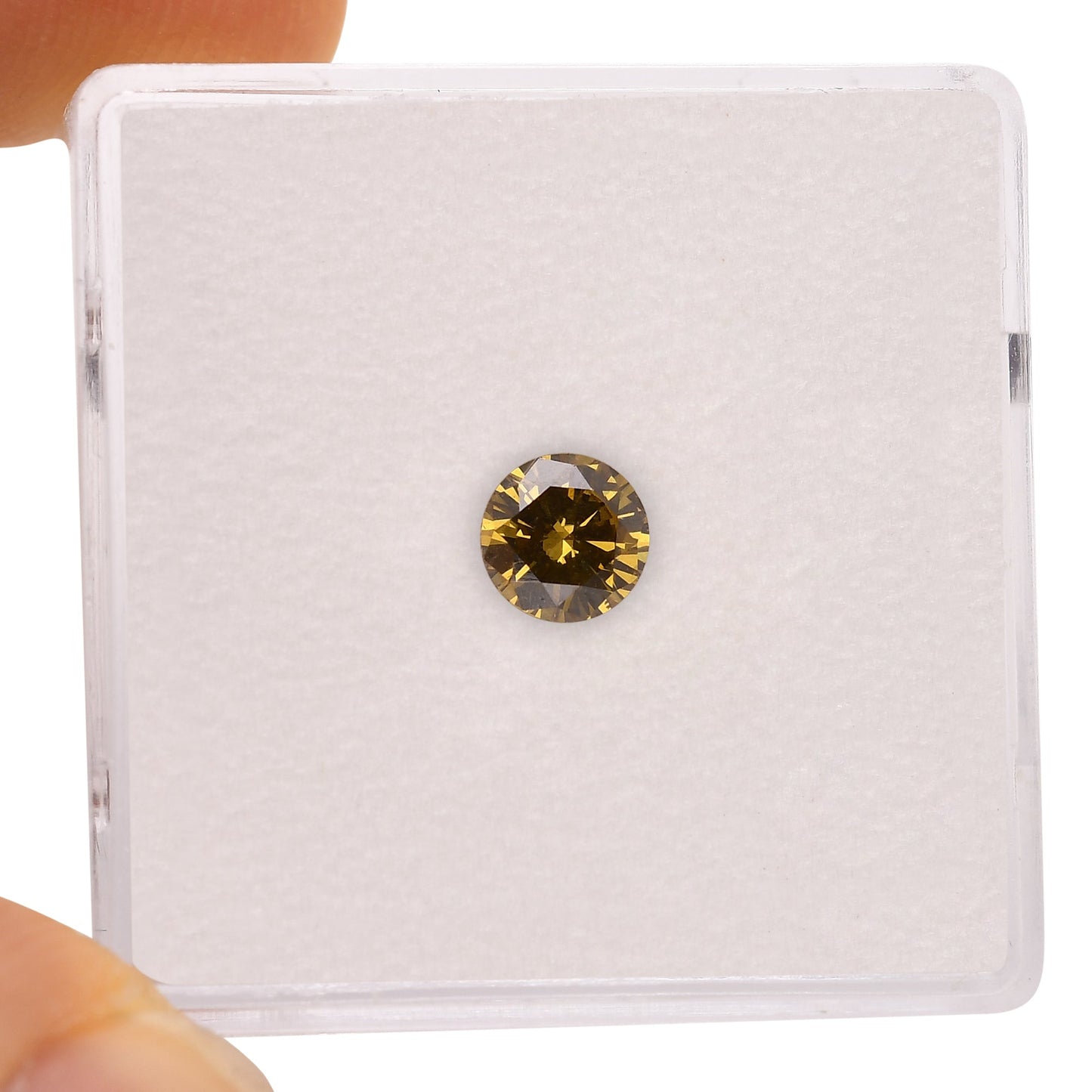 0.46 Carat Fancy Dark Brown Greenish Yellow Round Brilliant Diamond SI2 GIA