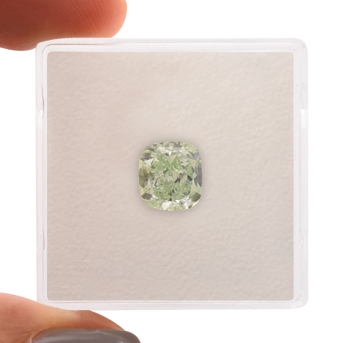 1,67 Karat Fancy Green Cushion Diamond SI1 GIA
