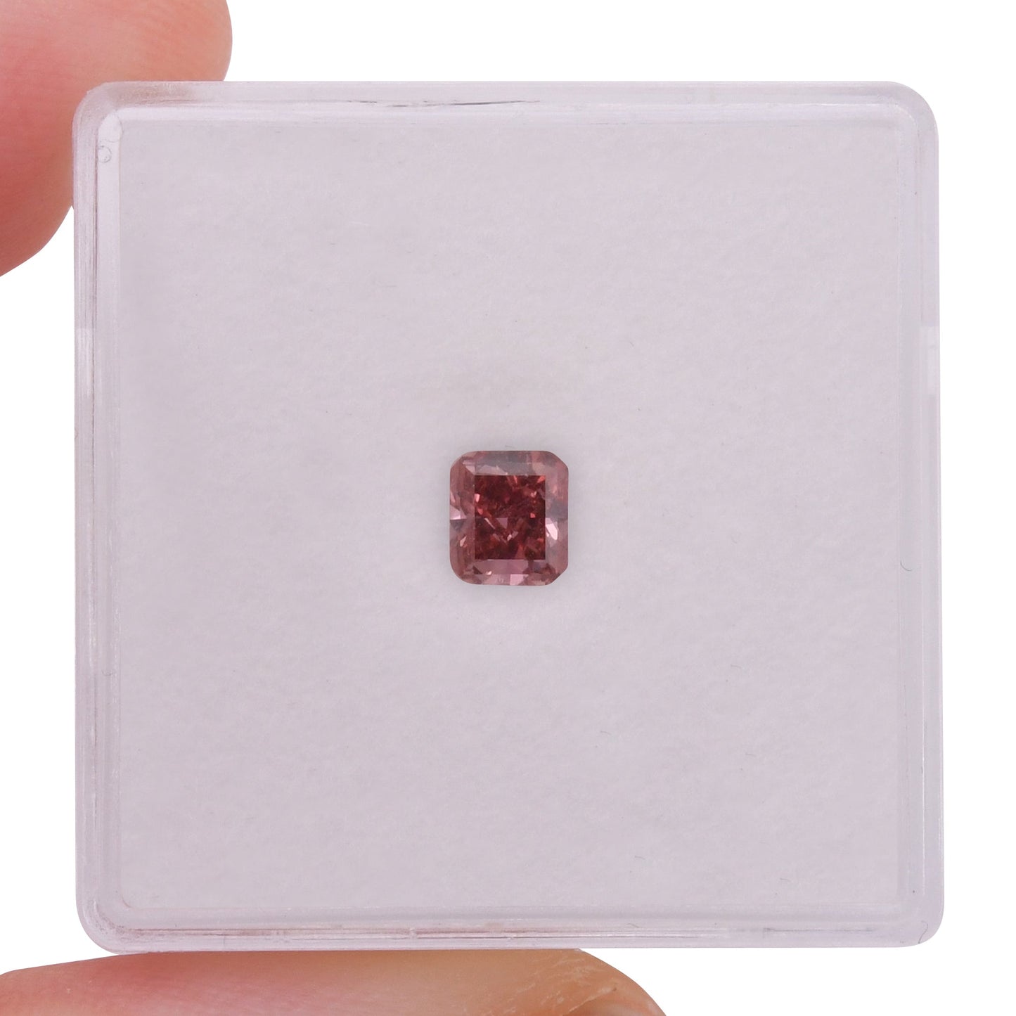 0.39 Carat Fancy Deep Pink Radiant Diamond SI1 GIA