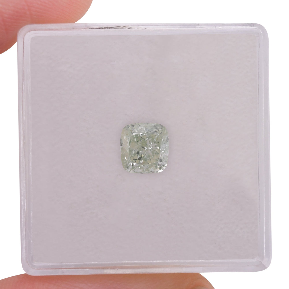 0.98 Carat Fancy Green Cushion Diamond I1 GIA