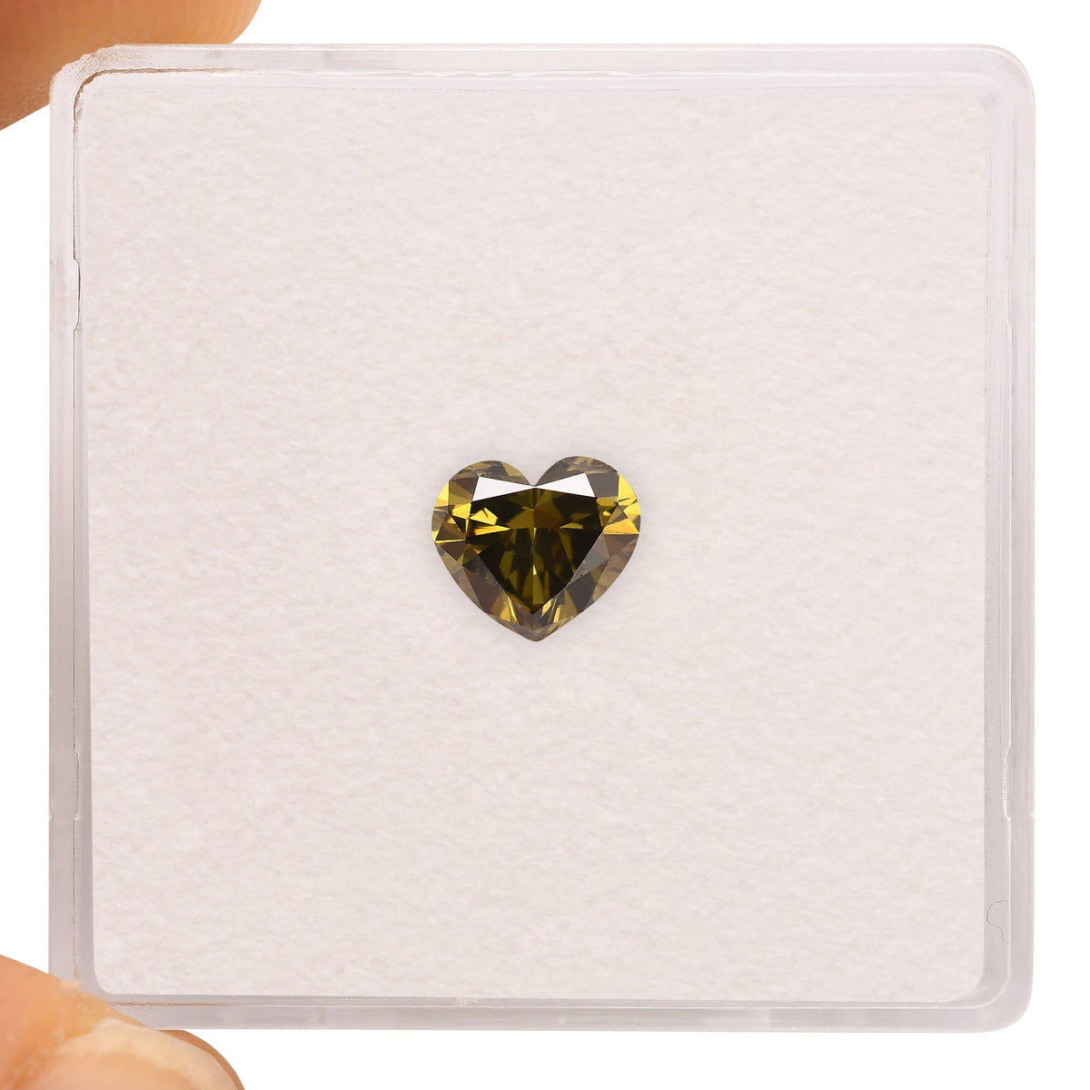 0,63 Karat Fancy Deep Brown Greenish Yellow Heart Diamant SI1 GIA
