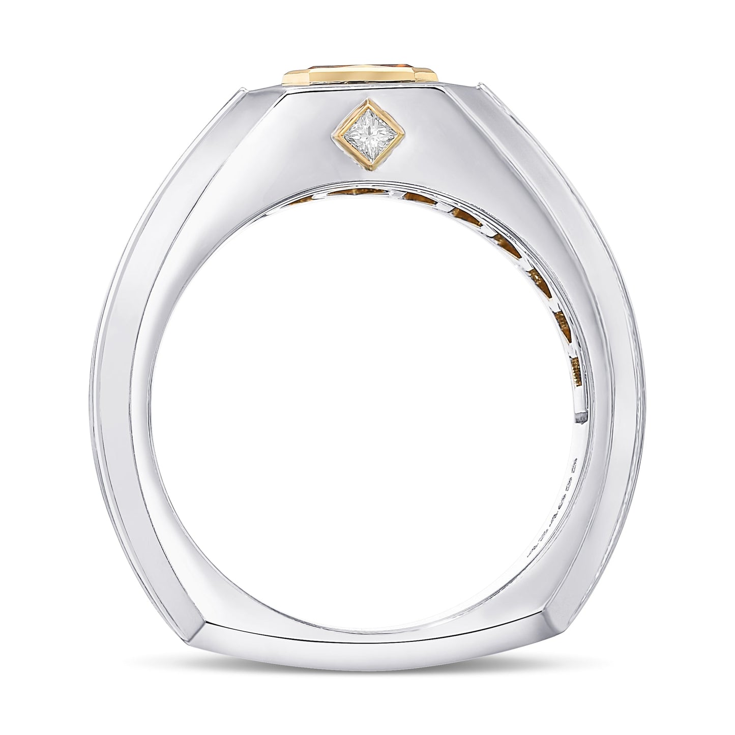Herrenring mit einem ausgefallenen, tiefbraun-gelblich-orangenen Diamanten