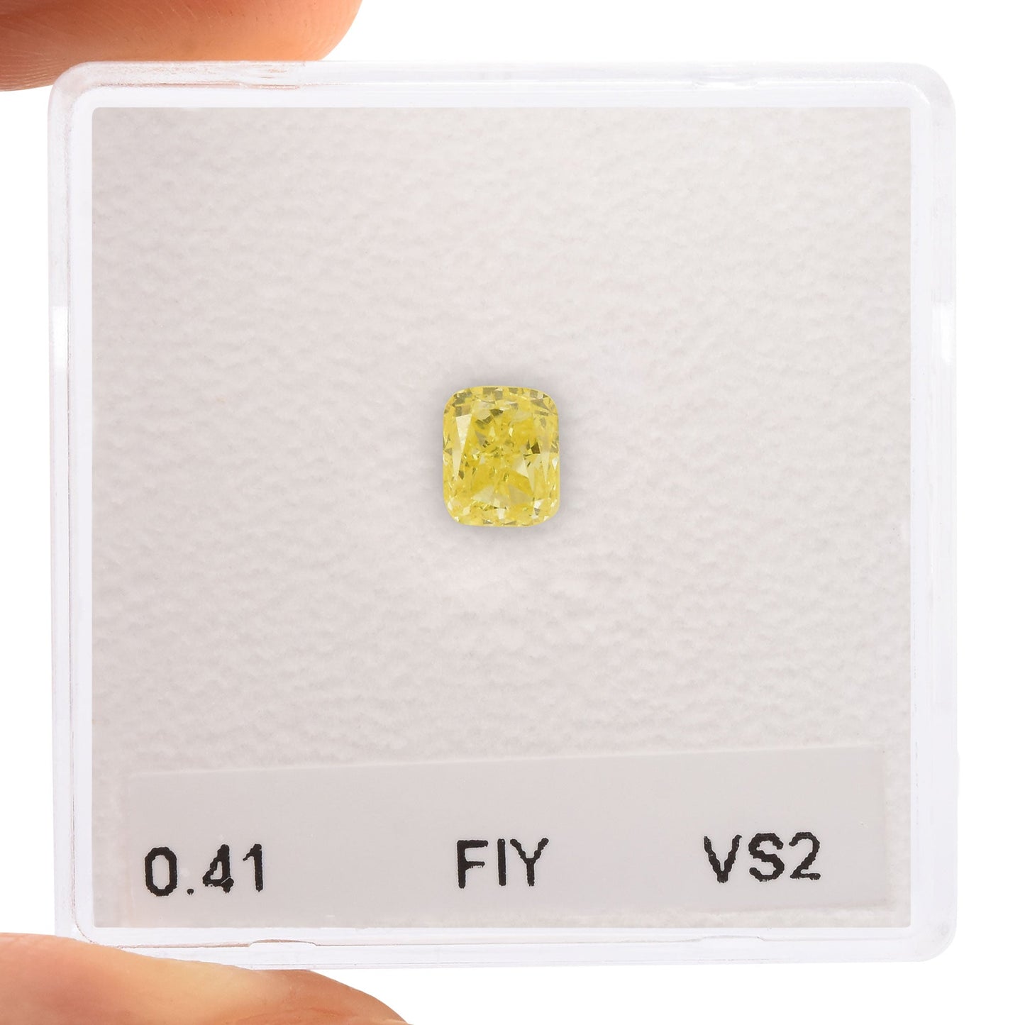 0,41 Karat Fancy Intense Yellow Cushion Diamond VS2 IGI
