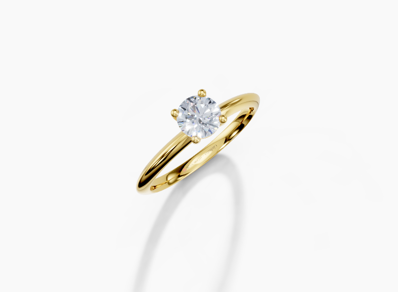 18K Round 0.3 Carat D/E/F VVS Knife Edge Plain 4Pr Diamond Ring