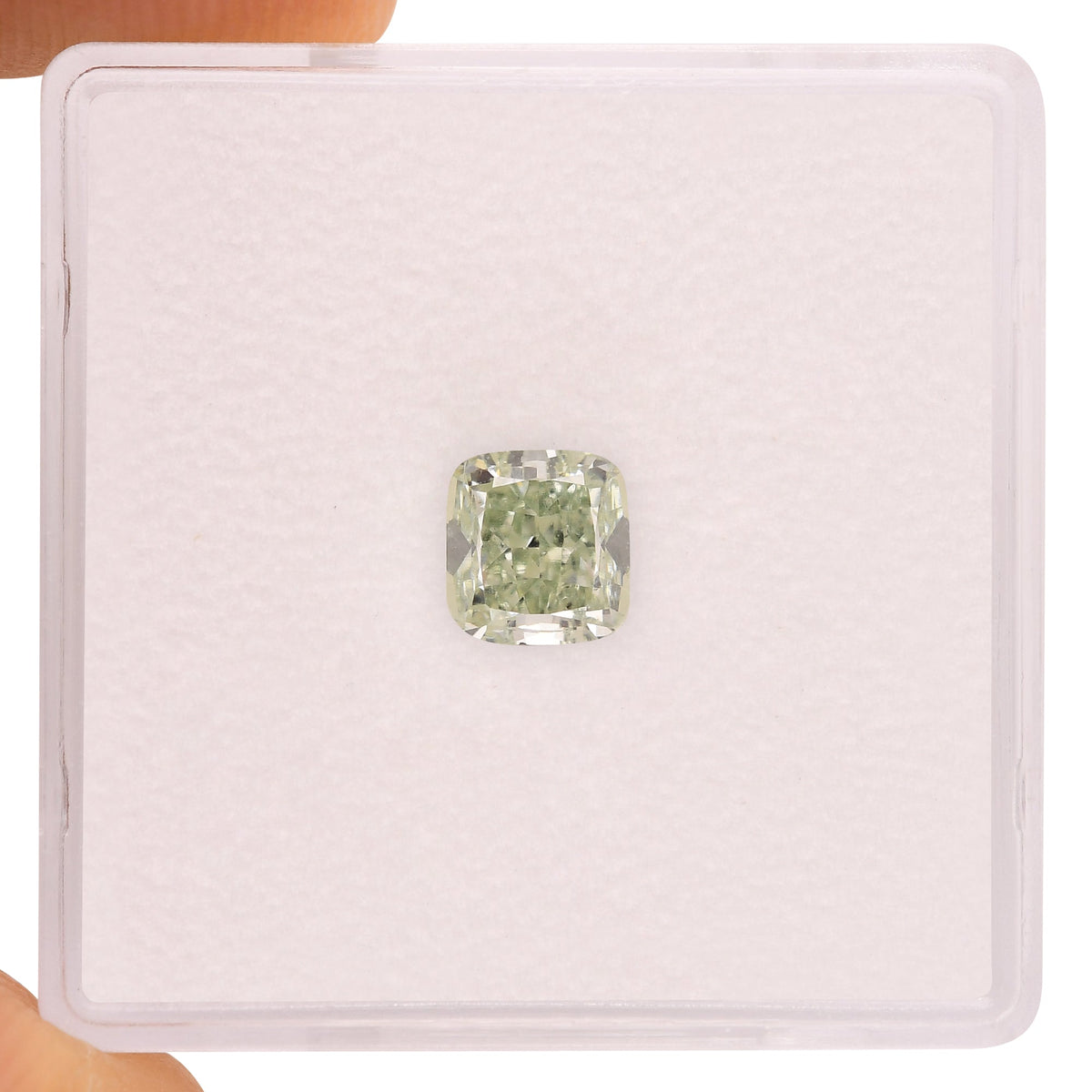 0.88 Carat Fancy Intense Yellowish Green Cushion Diamond VS2 GIA