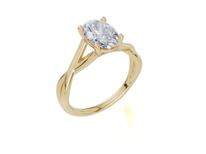 18ct Oval 1.50Carat D/E/F-LG VS/VVS Twisted Plain 4Pr Diamond Ring