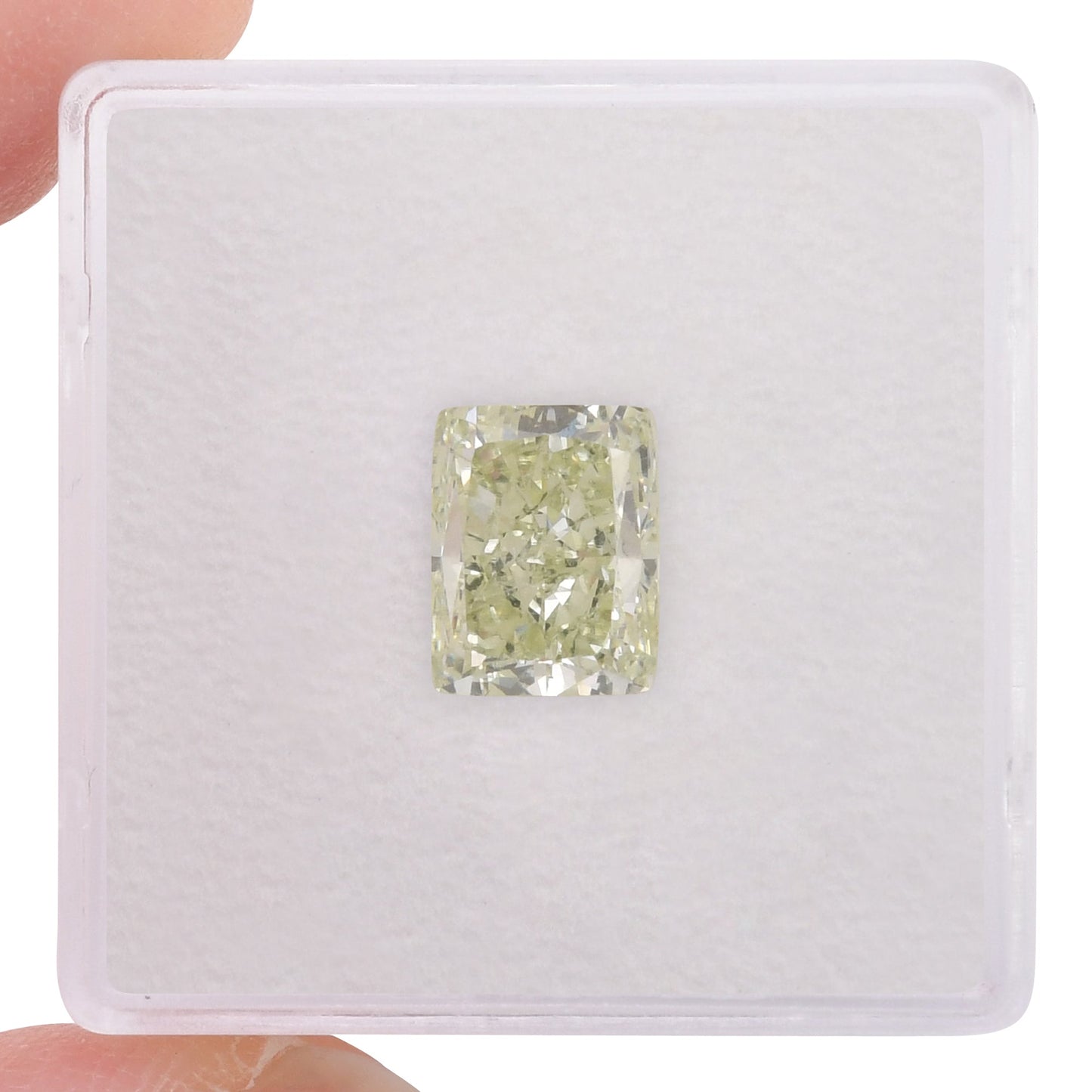 3.07 Carat Fancy Yellowish Green Cushion Diamond VS2 GIA