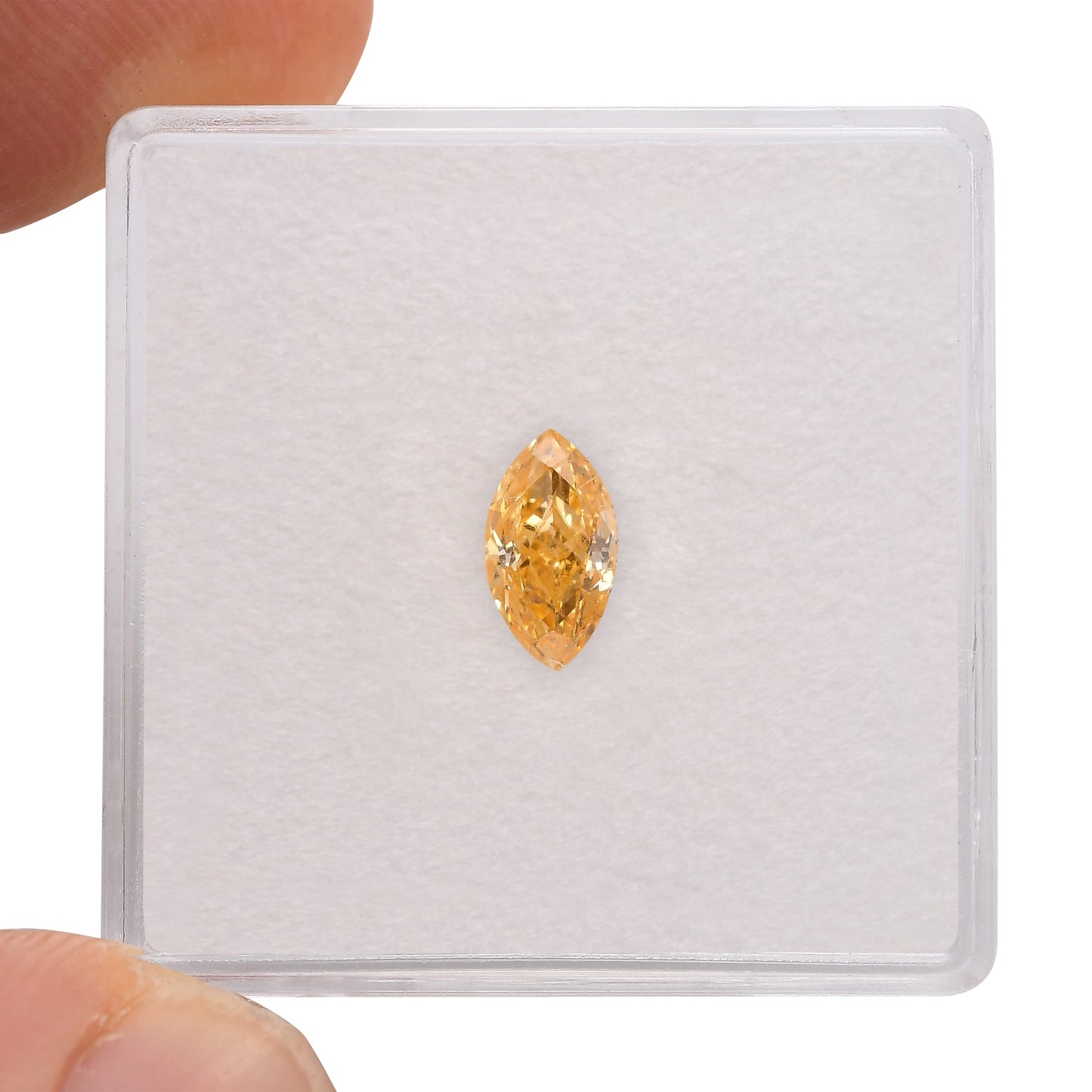 0.57 Carat Fancy Intense Yellowish Orange Marquise Diamond I1 GIA