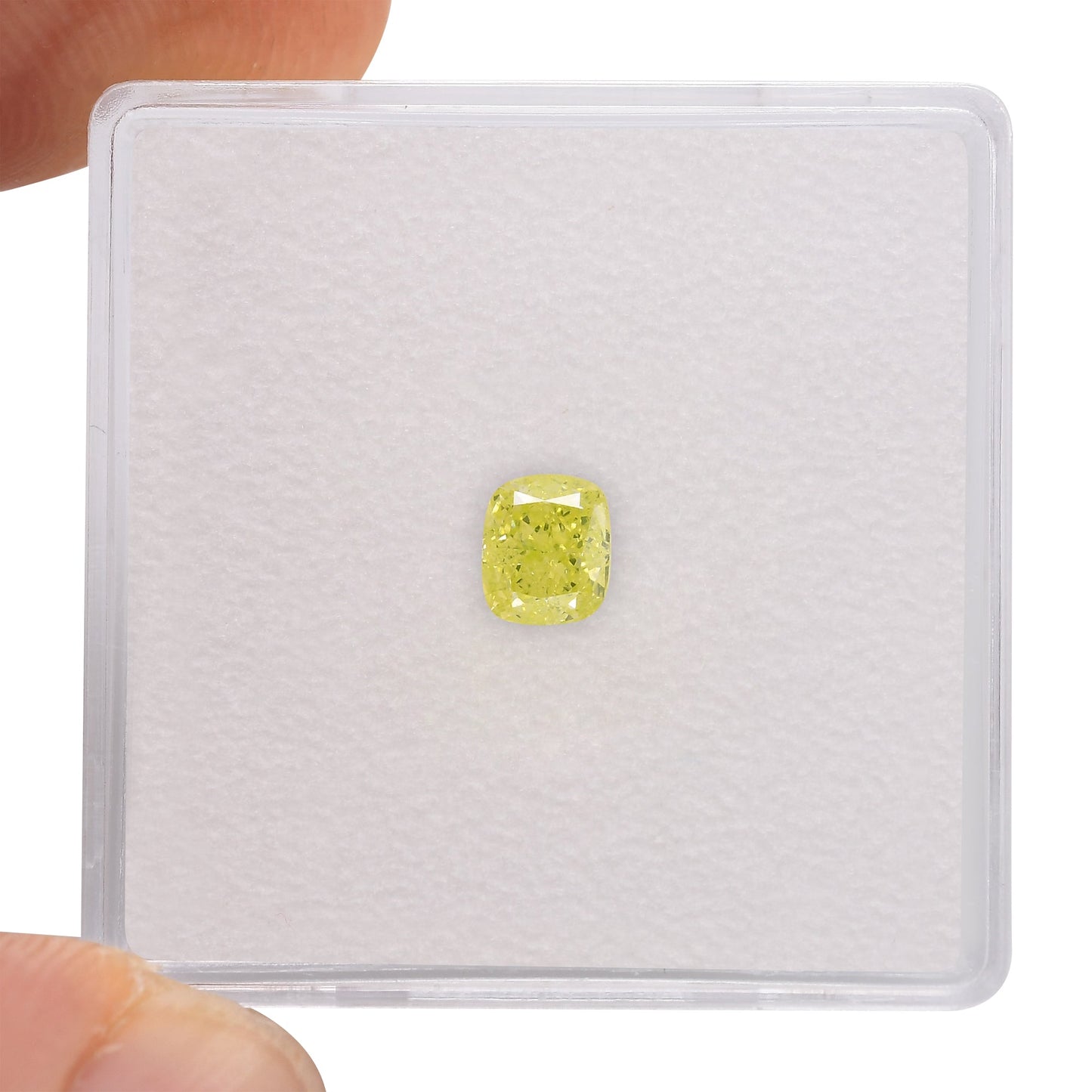 0.45 Carat Fancy Intense Yellow Green Cushion Diamond SI2 GIA