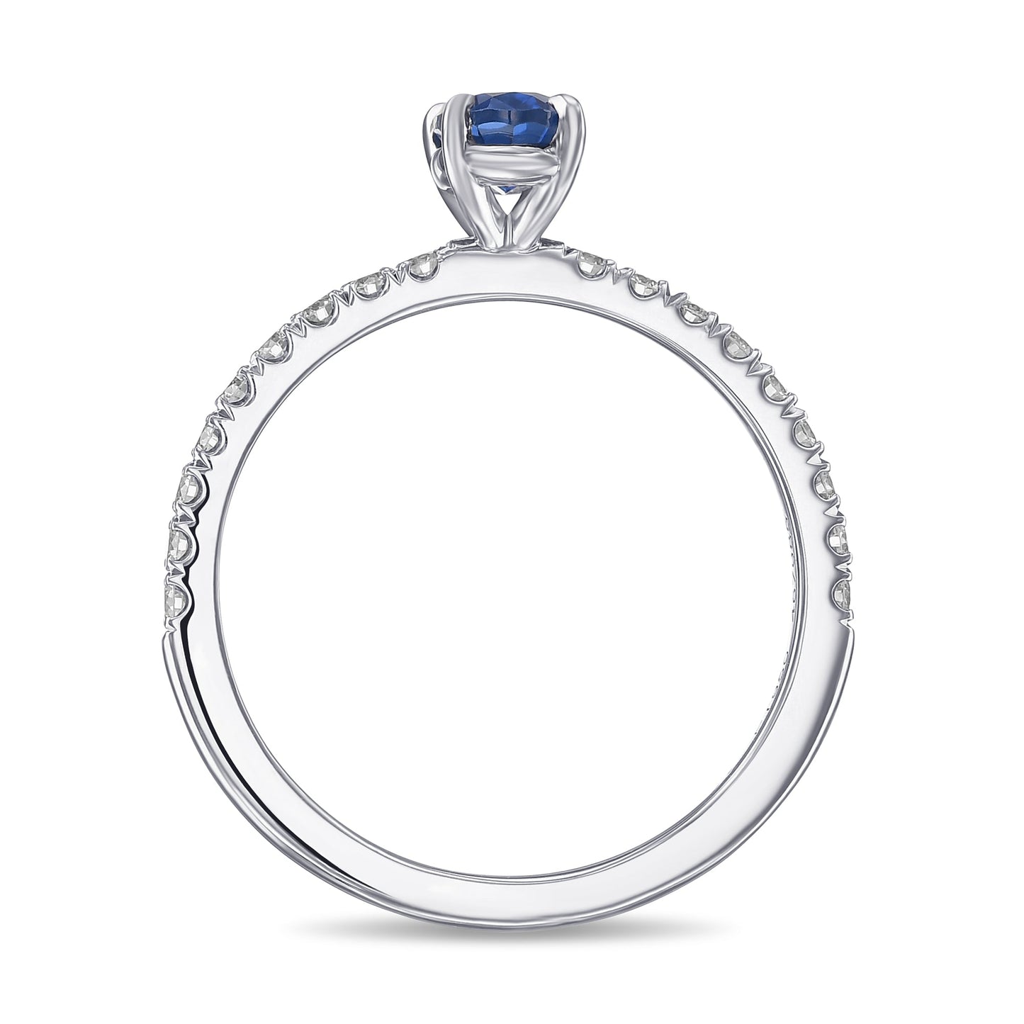 Ovaler Saphir-Seitenstein-Diamantring