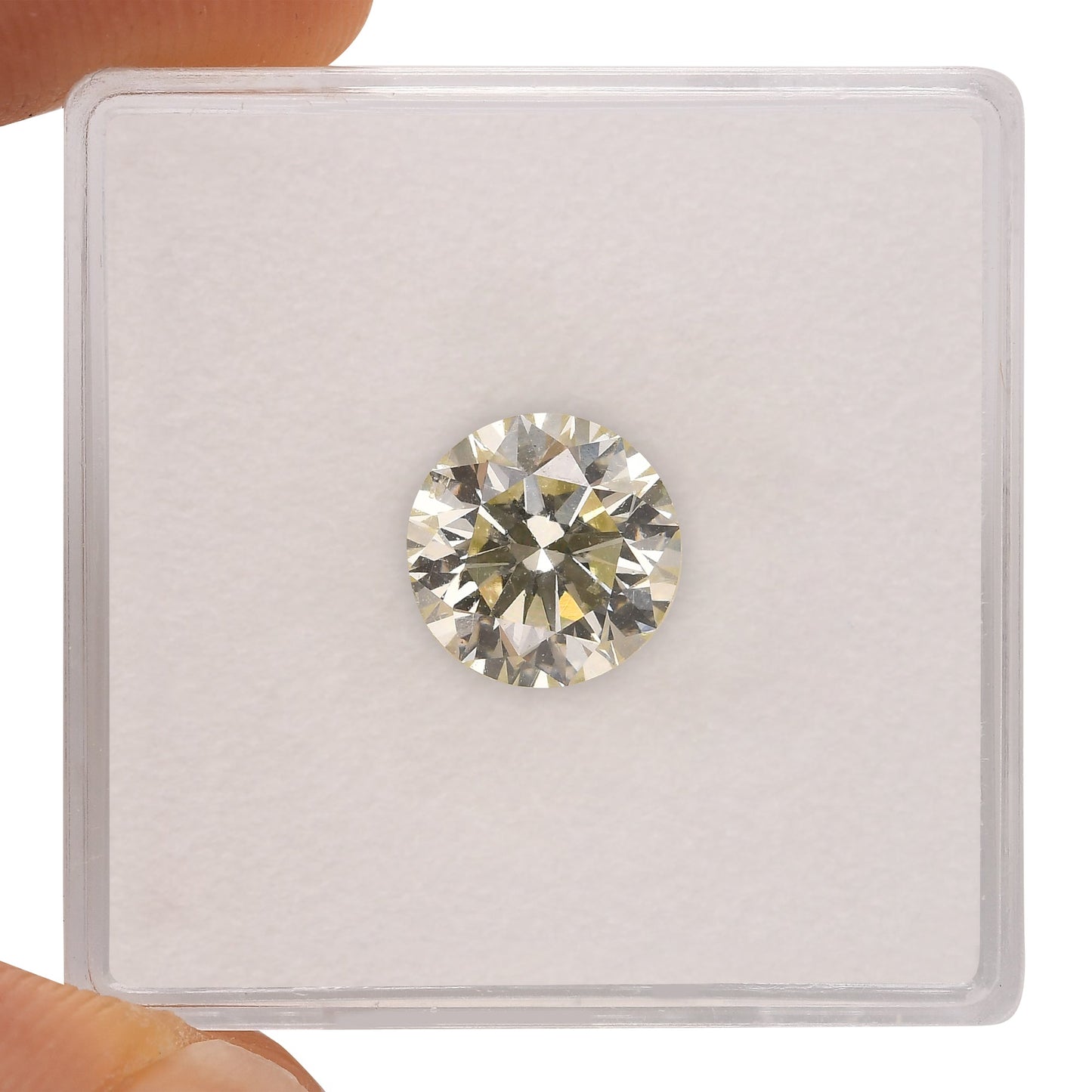 2,03 Karat sehr hellgrün-gelber runder Brillantdiamant SI2 GIA