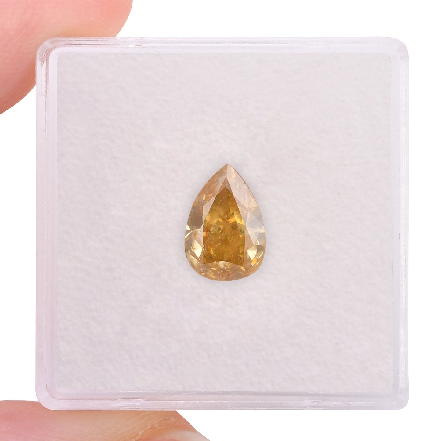 1.50 Carat Fancy Intense Orange Yellow Pear Diamond I1 GIA