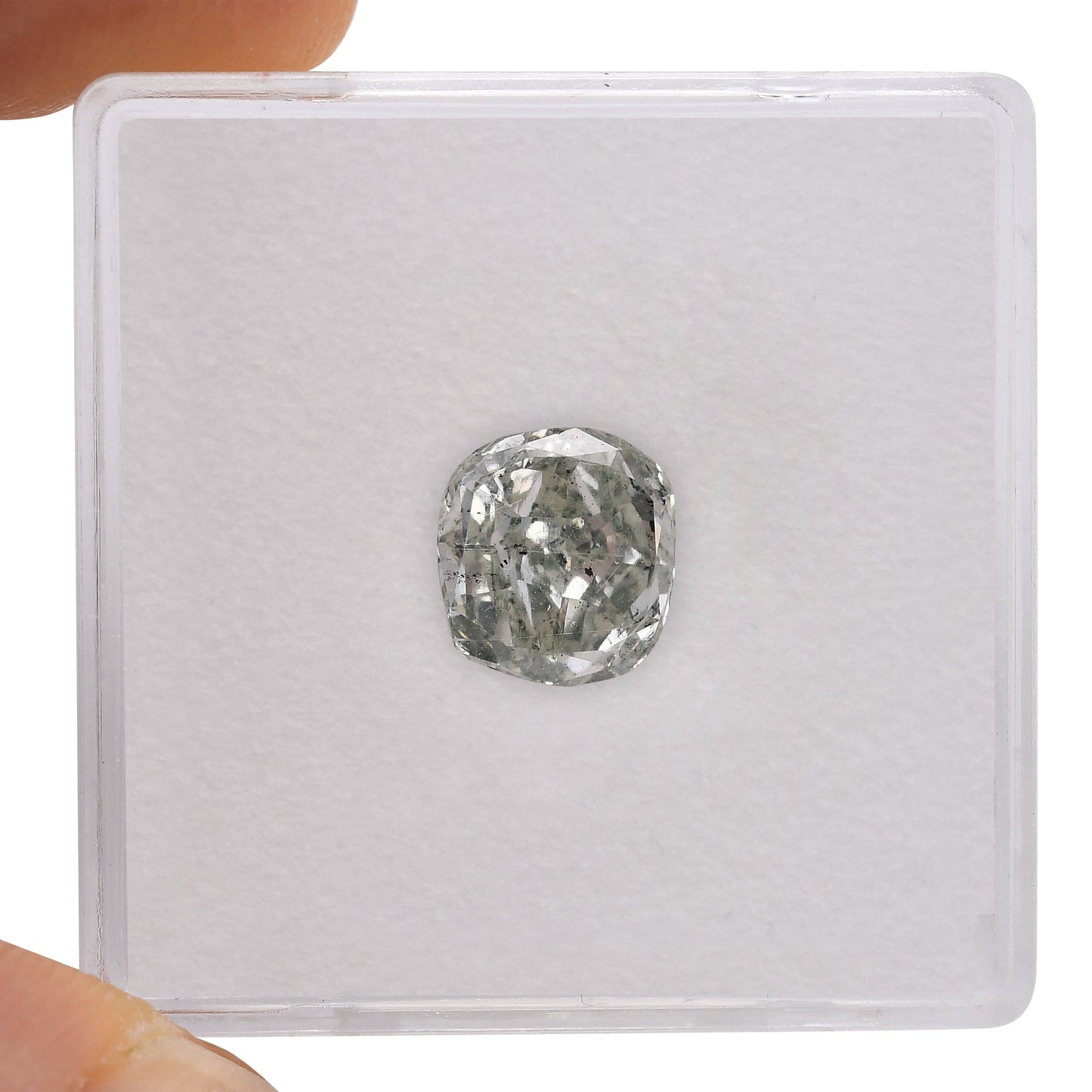 2,15 Karat Fancy Gray Green Cushion Diamant SI2 GIA