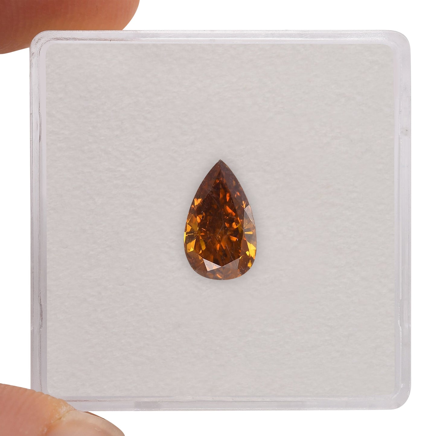 1.05 Carat Fancy Deep Yellowish Orange Pear Diamond I1 GIA