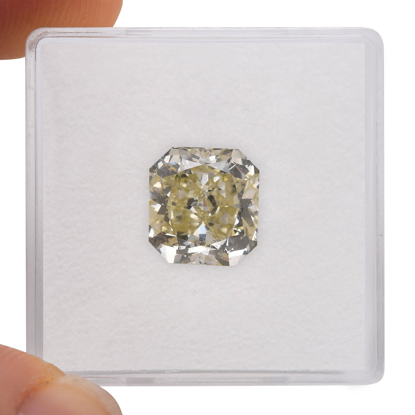 3.71 Carat Fancy Green Yellow Radiant Diamond SI1 GIA