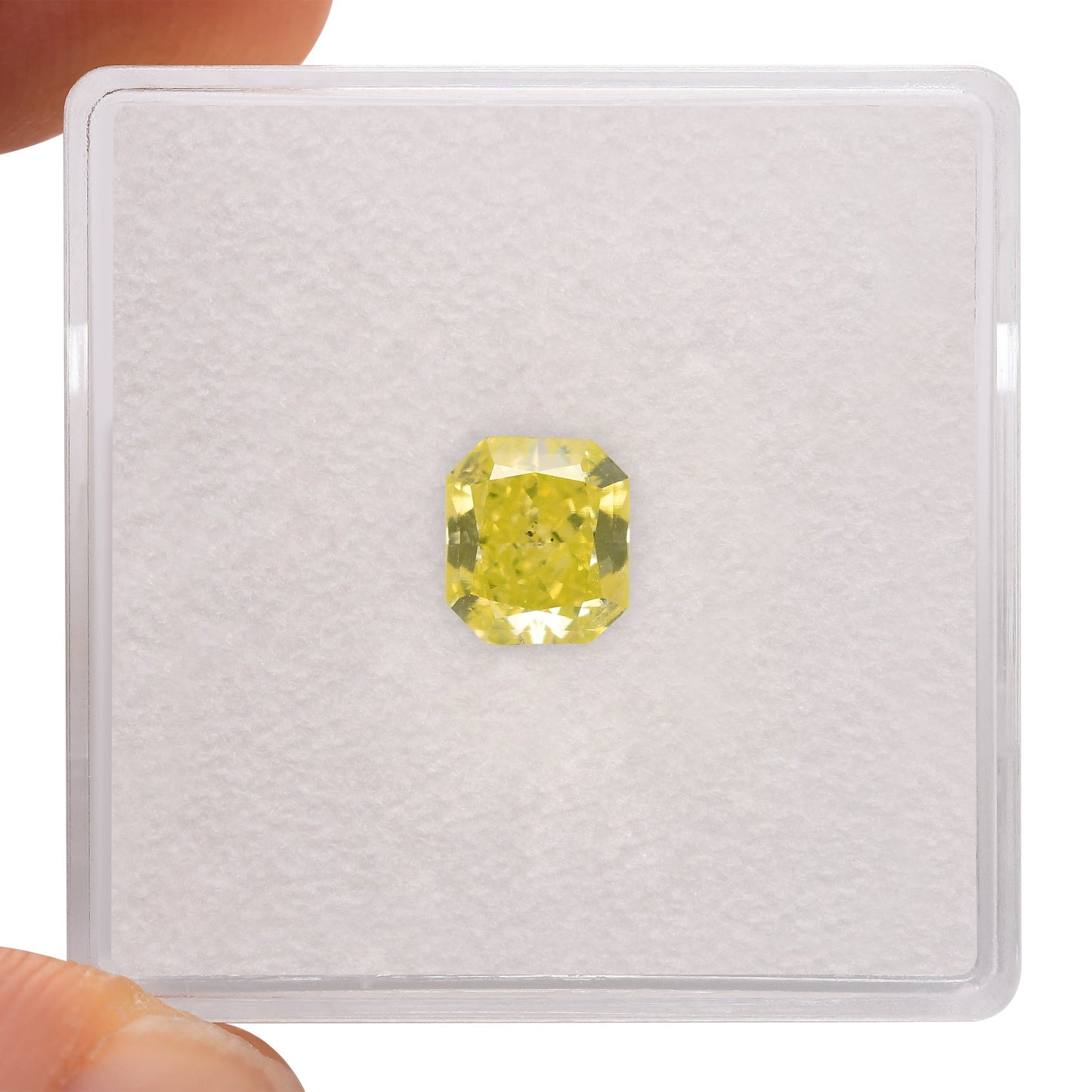 1.06 Carat Fancy Intense Green Yellow Radiant Diamond (I1) GIA
