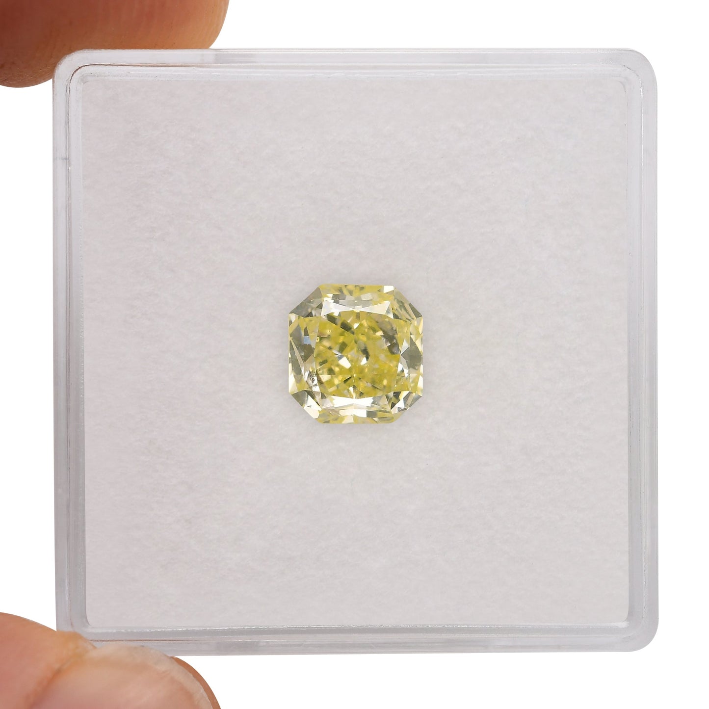 1.31 Carat Fancy Light Greenish Yellow Radiant Diamond (I1) GIA