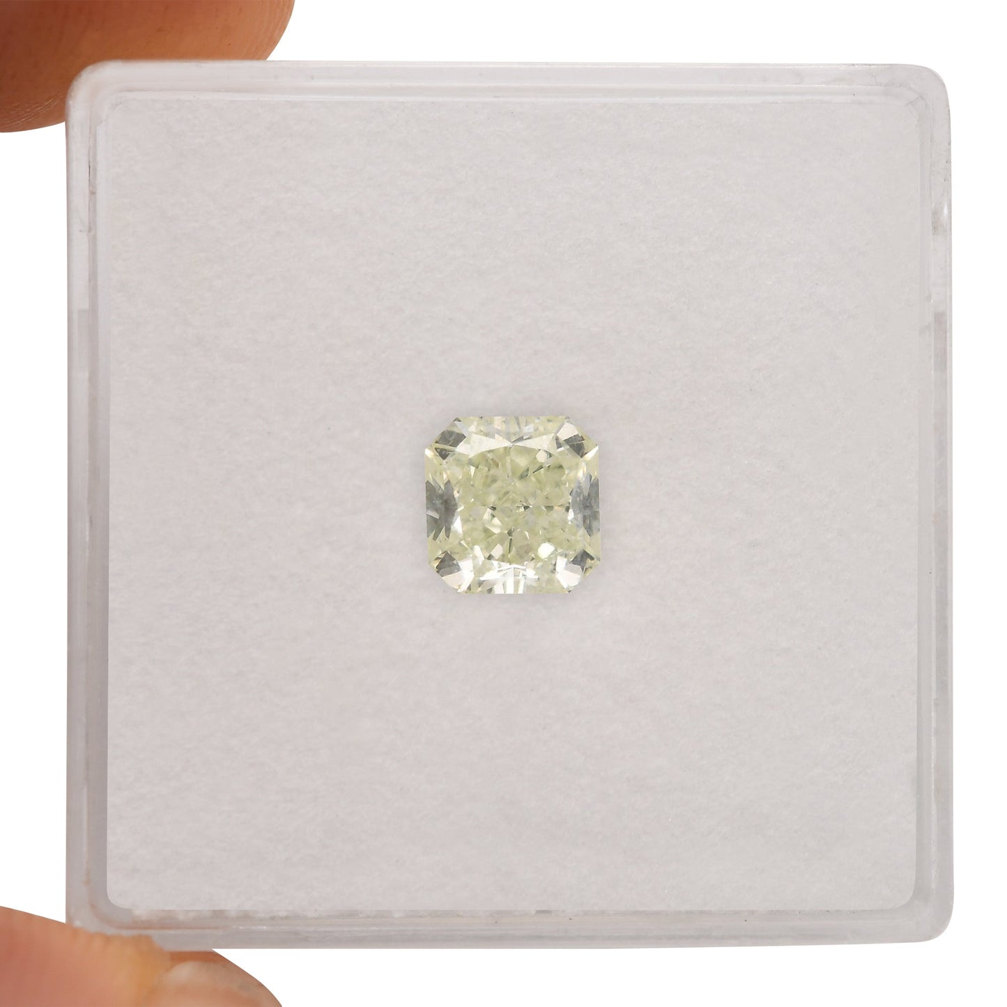 1.08 Carat Fancy Light Yellow Green Radiant Diamond VS2 GIA