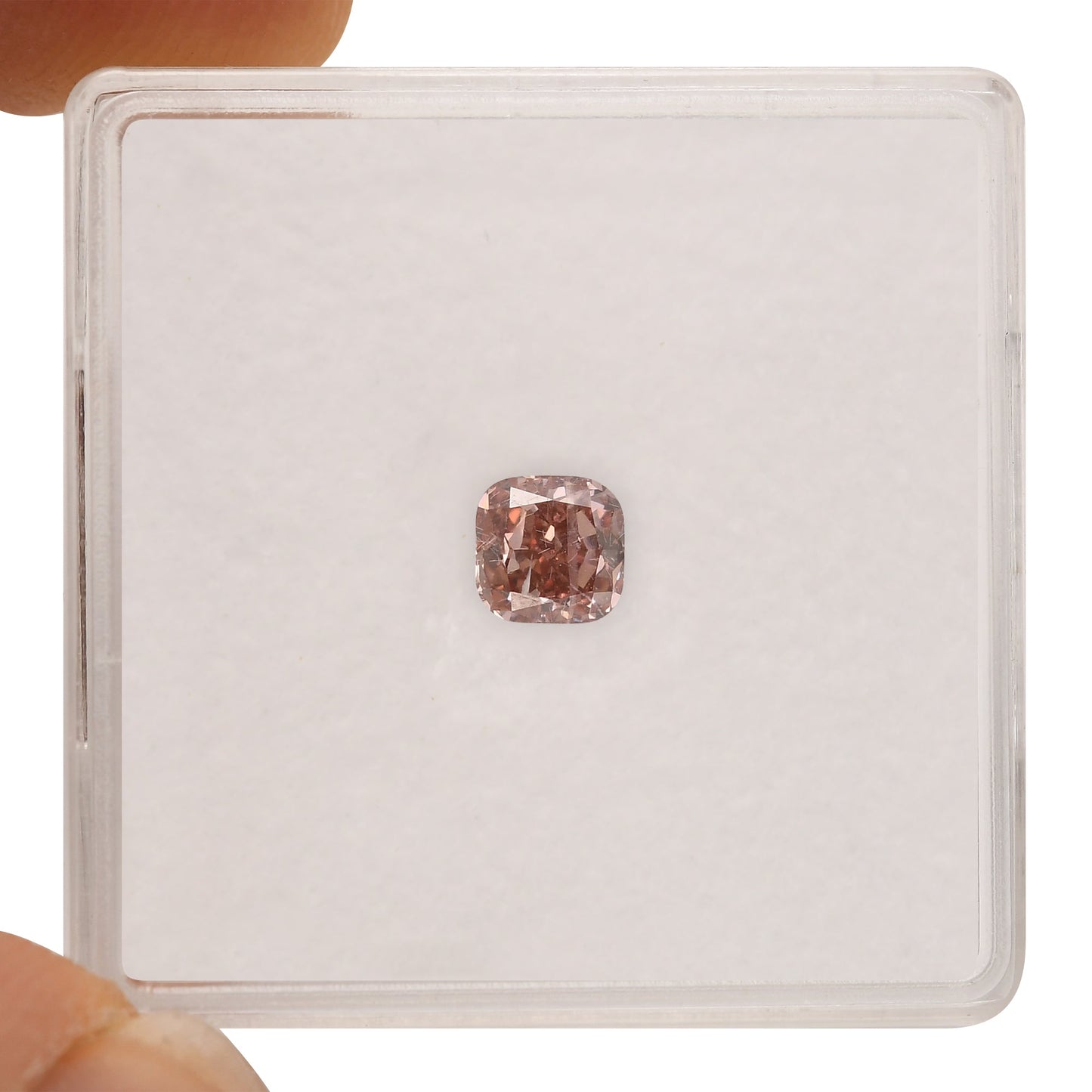 0.46 Carat Fancy Intense Orangy Pink Cushion Diamond (SI1) GIA
