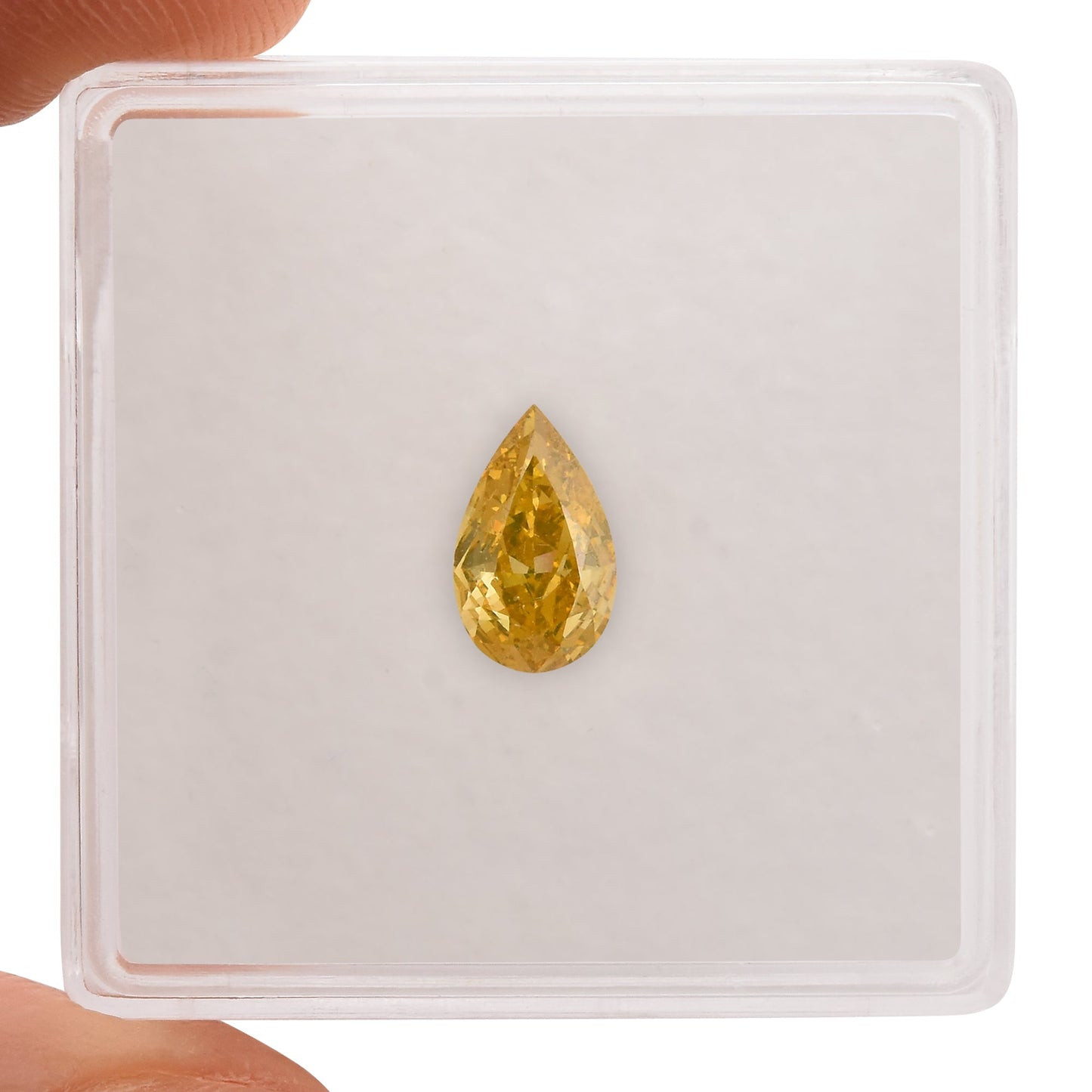 0.57 Carat Fancy Deep Yellow Pear Diamond SI1 GIA