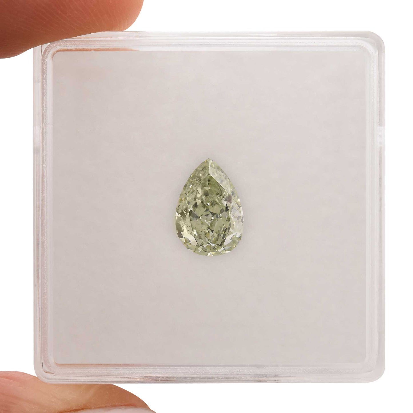 1.00 Carat Fancy Intense Green Pear Diamond SI2 GIA