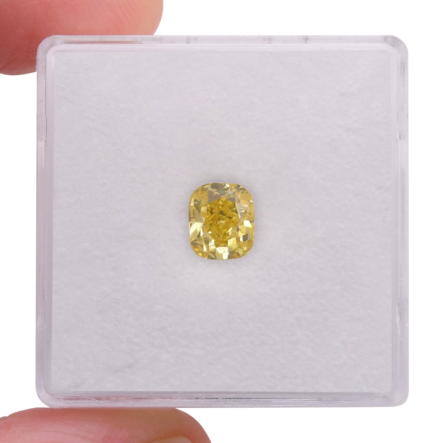 1.00 Carat Fancy Vivid Yellow Cushion Diamond SI2 GIA