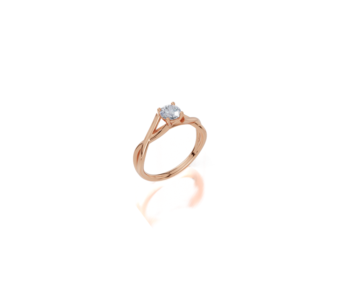 18ct Round 0.50Carat F/G VS/SI Twisted Plain 4Pr Diamond Ring
