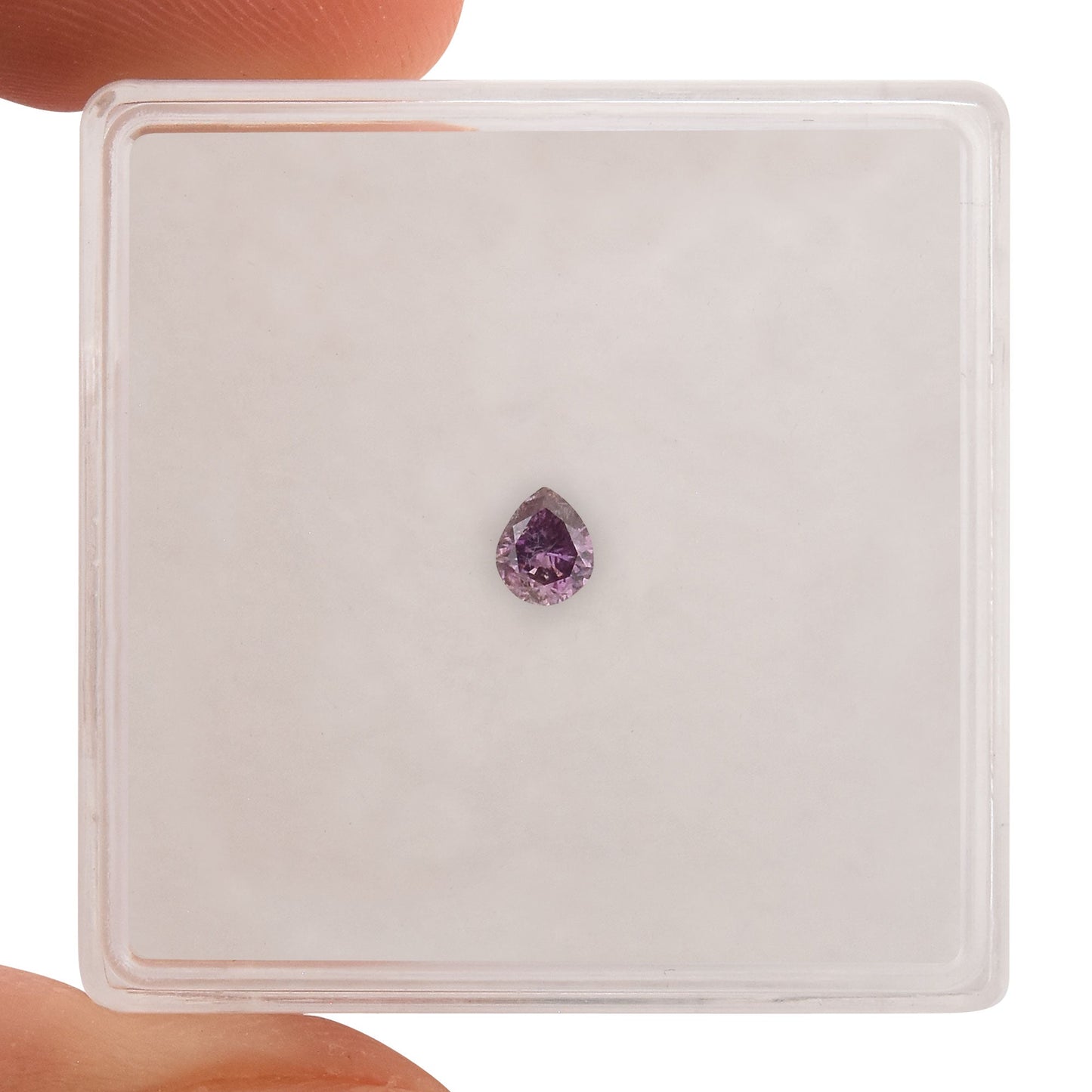 0.12 Carat Fancy Deep Brownish Purple Pink Pear Diamond (I1) GIA