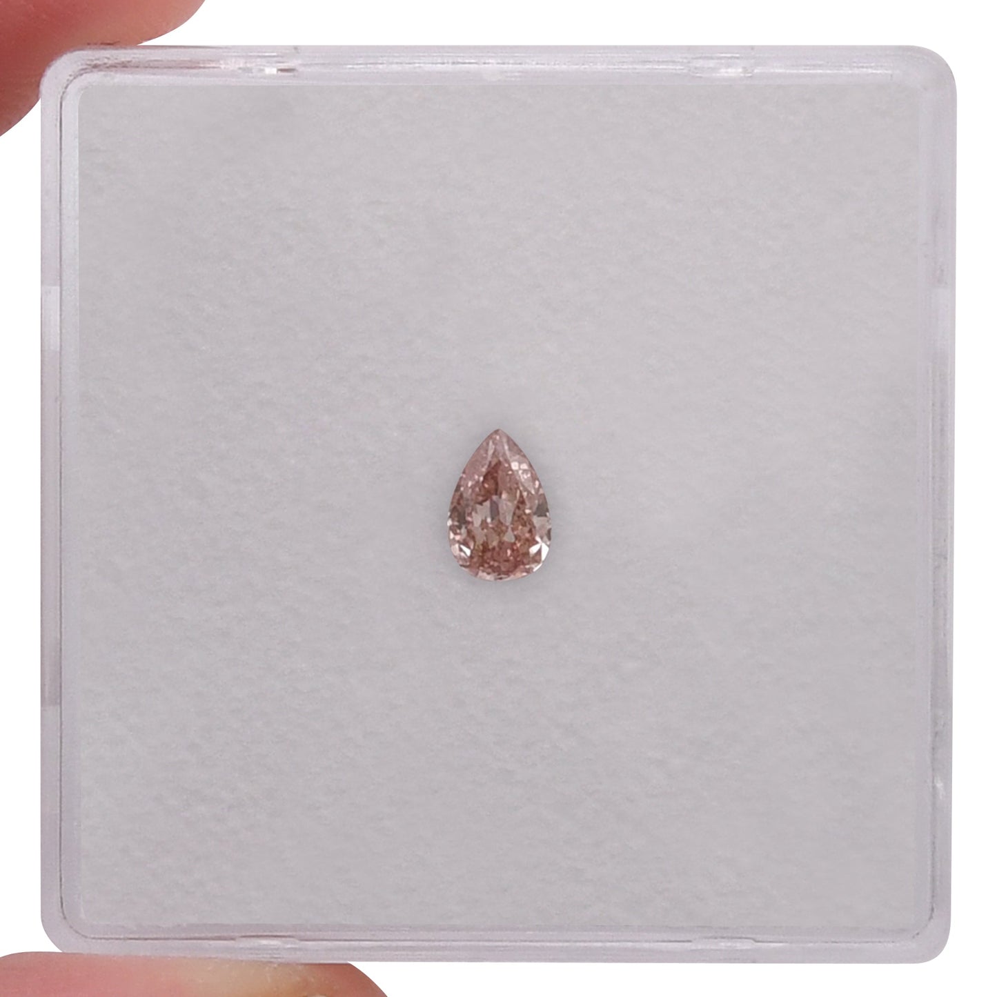 0.20 Carat Fancy Orangy Pink Pear Diamond VS2 GIA