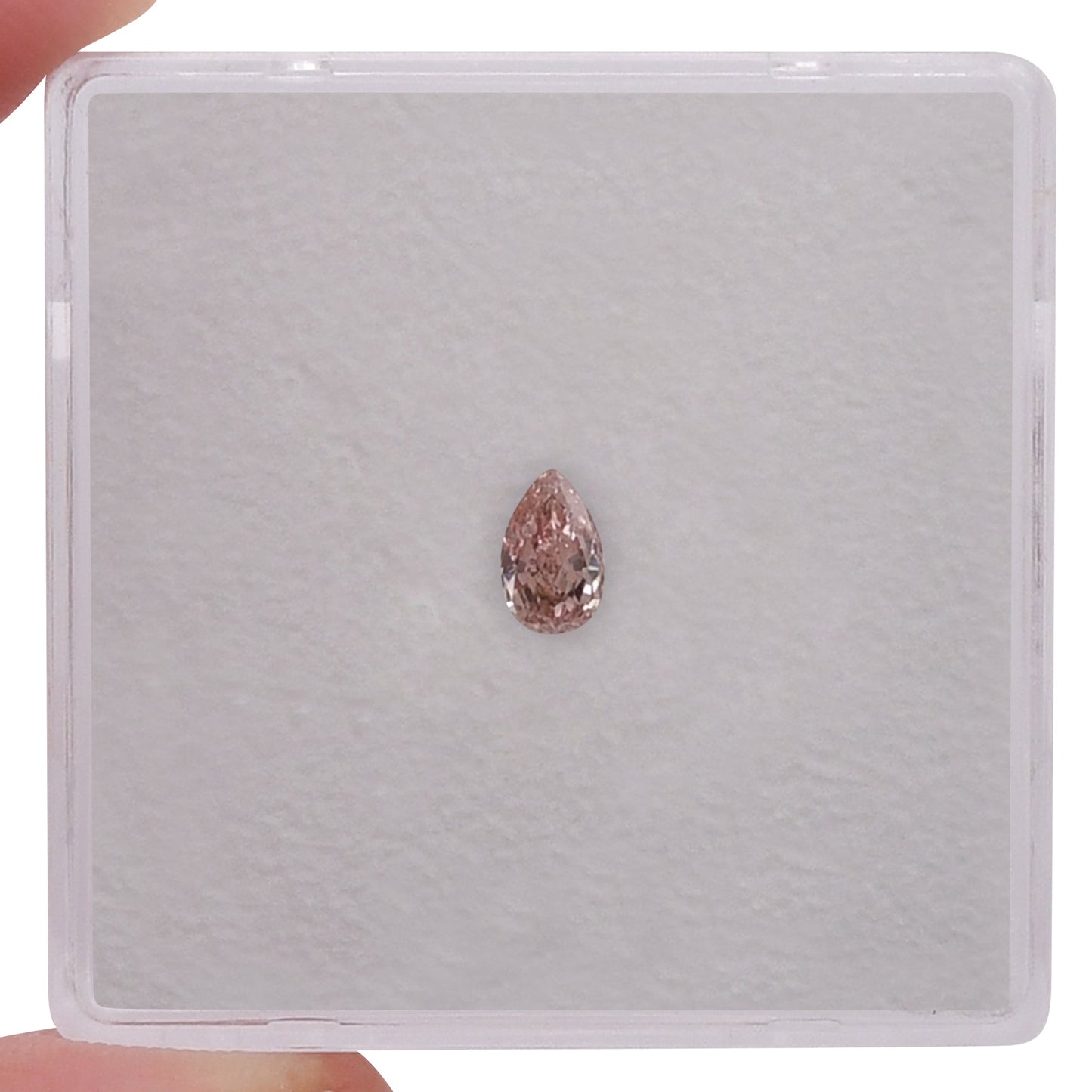 0.18 Carat Fancy Orangy Pink Pear Diamond SI1 GIA